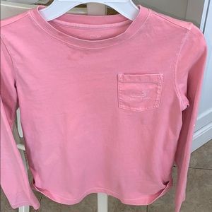Pink long sleeve vineyard vines shirt.